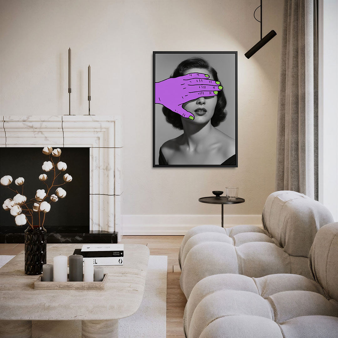 Vrouw met paarse hand Kunstwerk