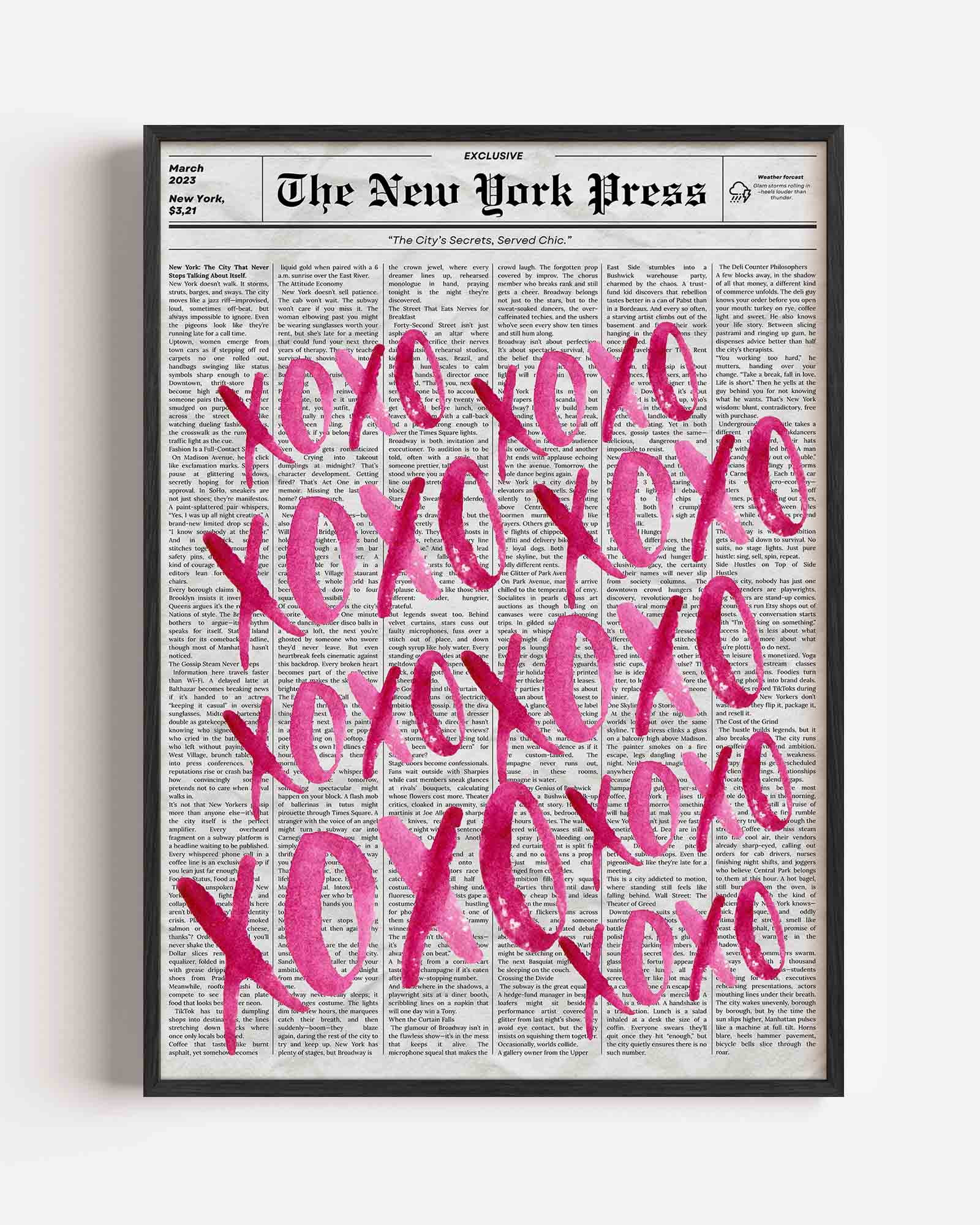 Xoxo op krantenachtergrond Poster