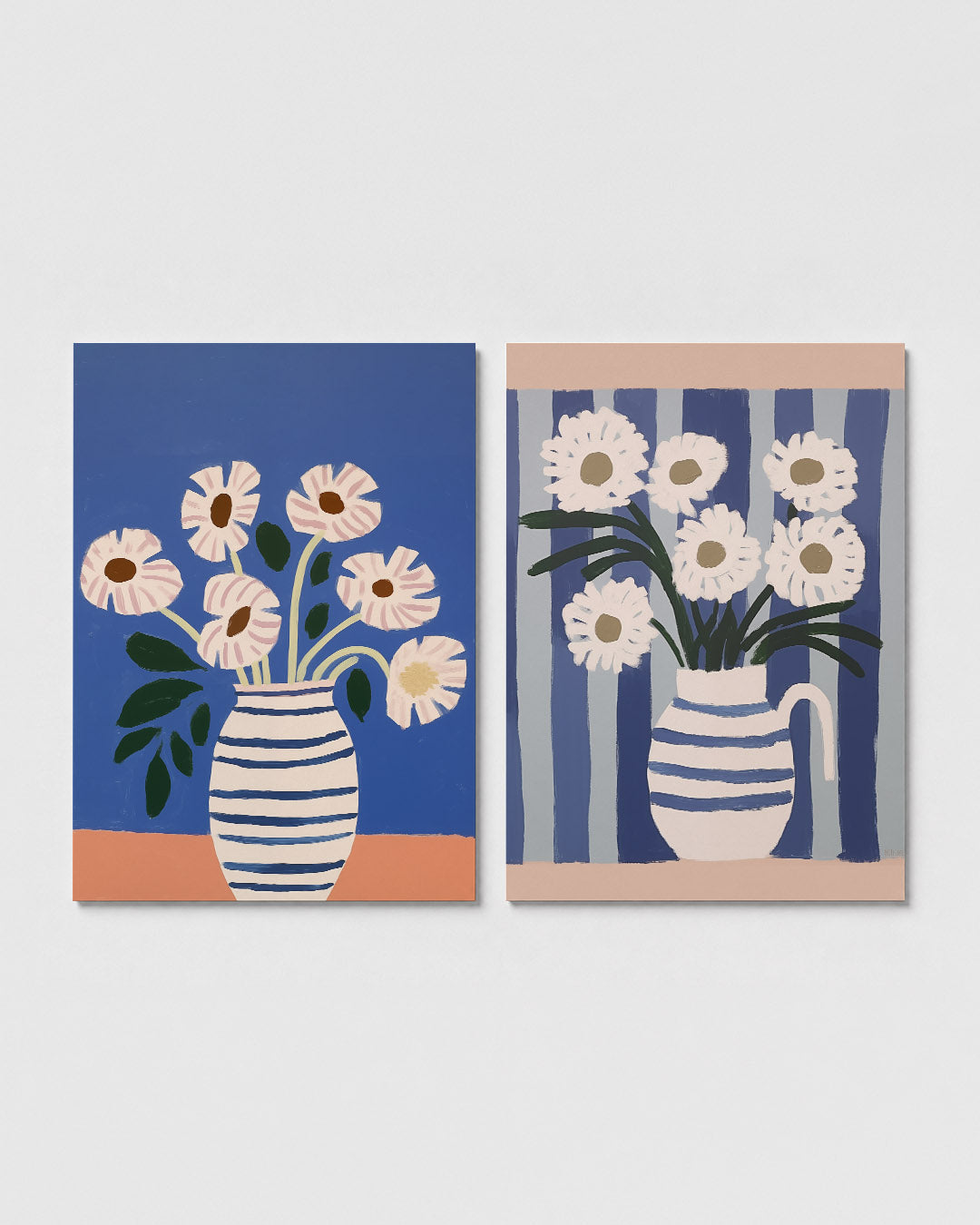 Bloemen en strepen Posterset