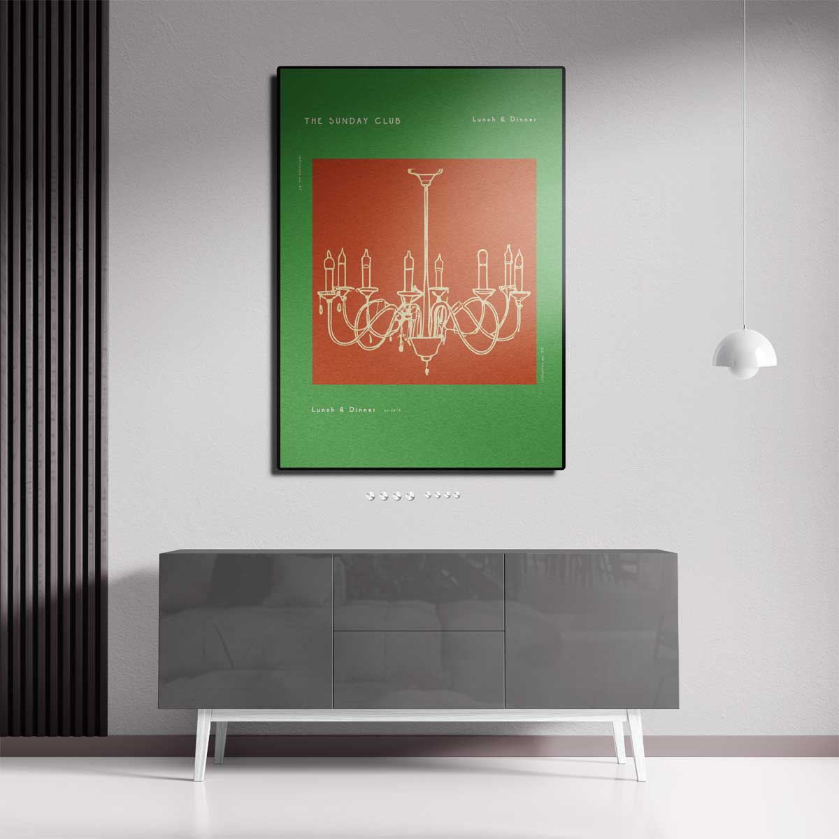 Retro Kroonluchter Illustratie Kunstwerk-canvas-dibond-plexiglas-wanddecoratie-WallArtistic