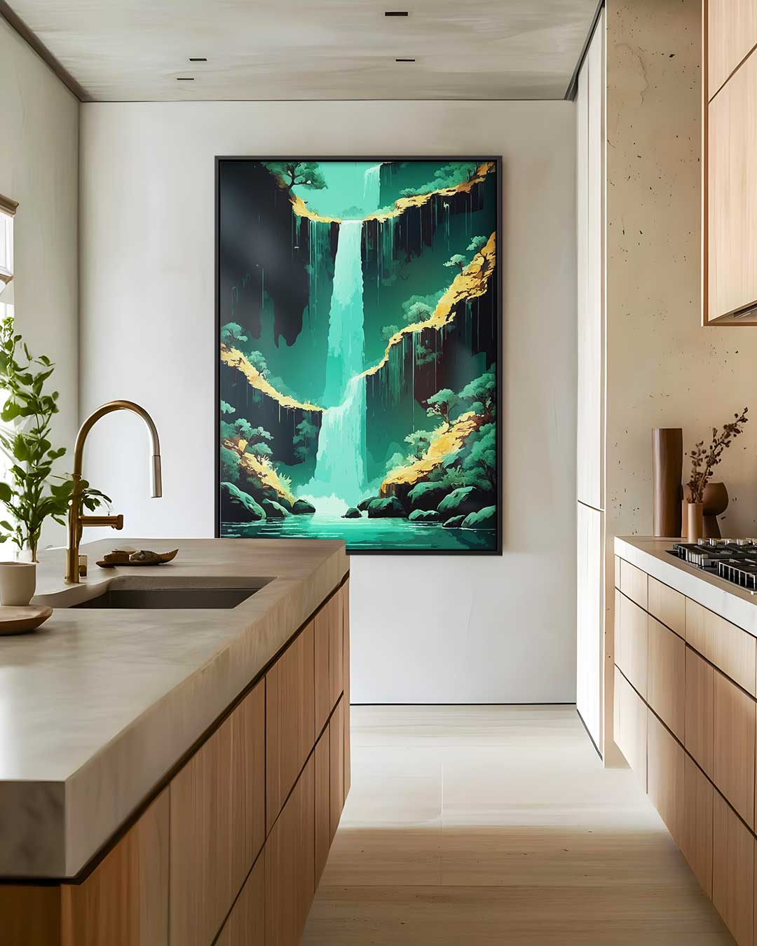 Waterval in een Tropisch Paradijs Kunstwerk-canvas-dibond-plexiglas-wanddecoratie-WallArtistic