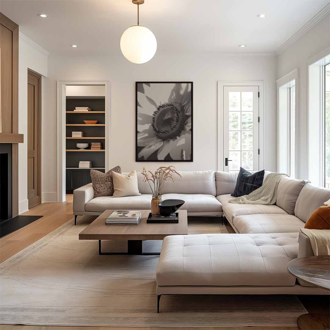 Zachte Zonnebloem Kunstwerk-canvas-dibond-plexiglas-wanddecoratie-WallArtistic