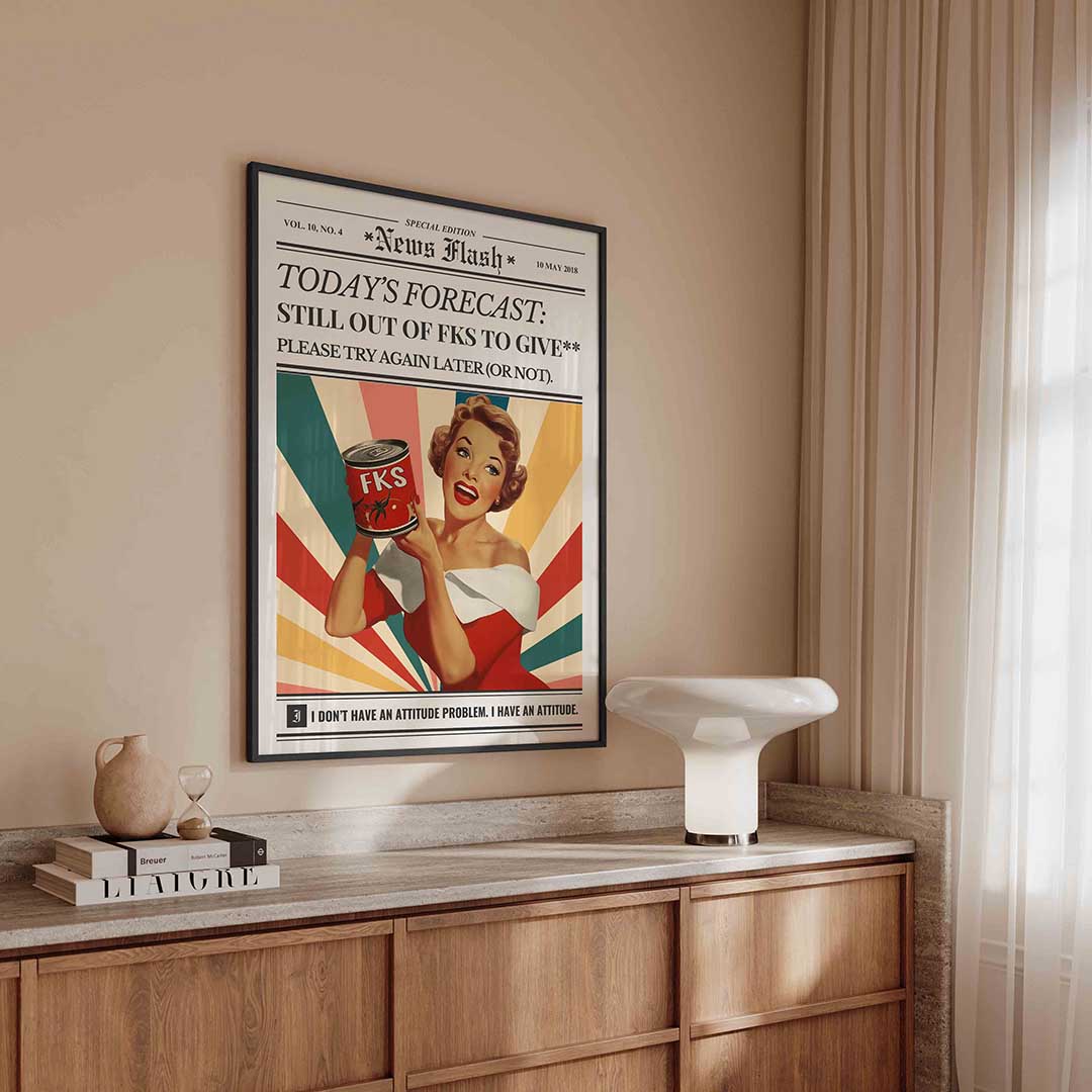 Vrouw met blik en tekst Poster