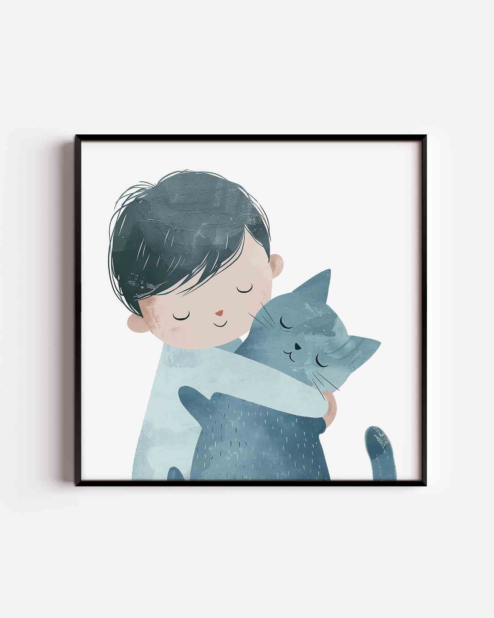 Jongen met kat Poster
