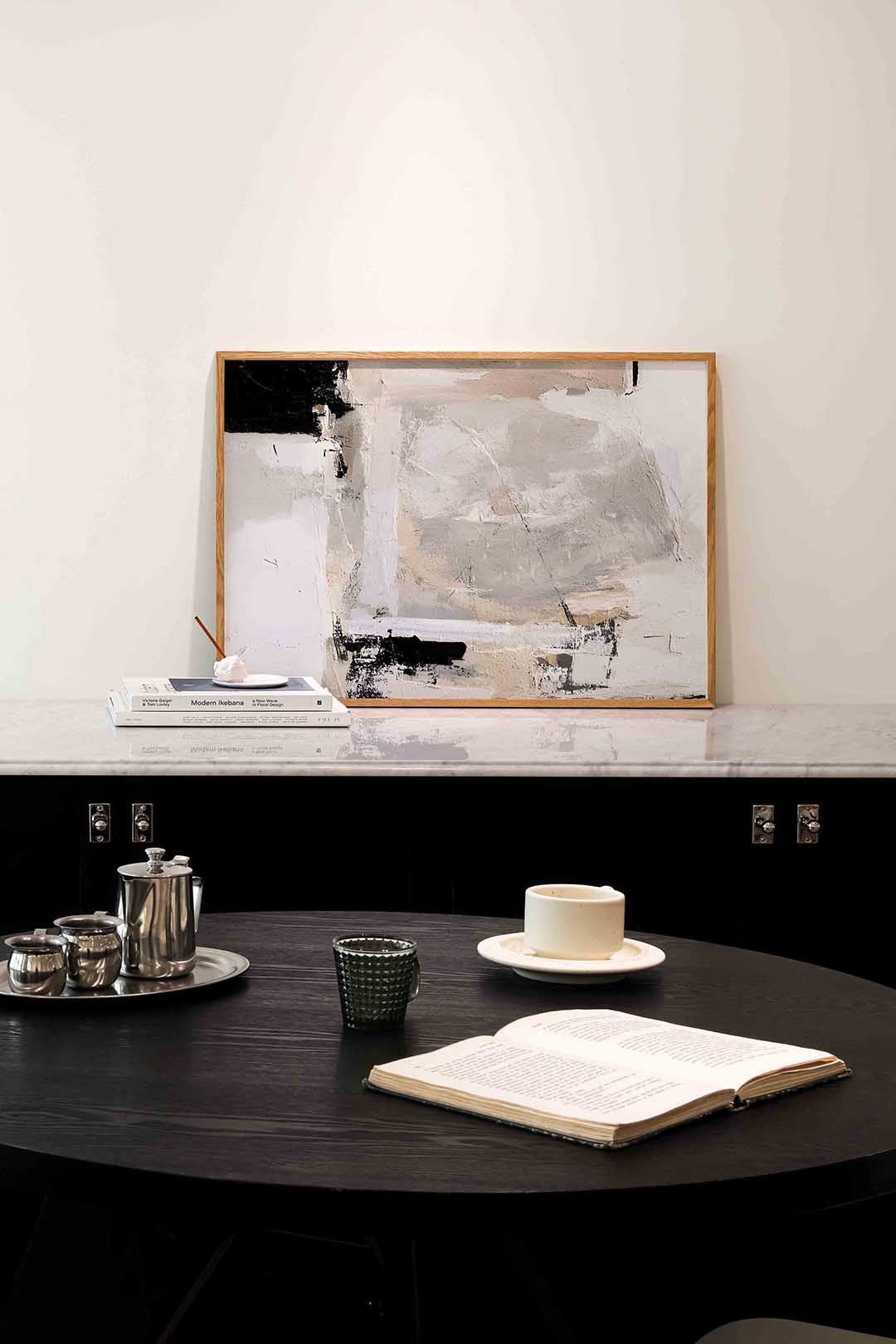 Abstracte beige en zwarte Poster