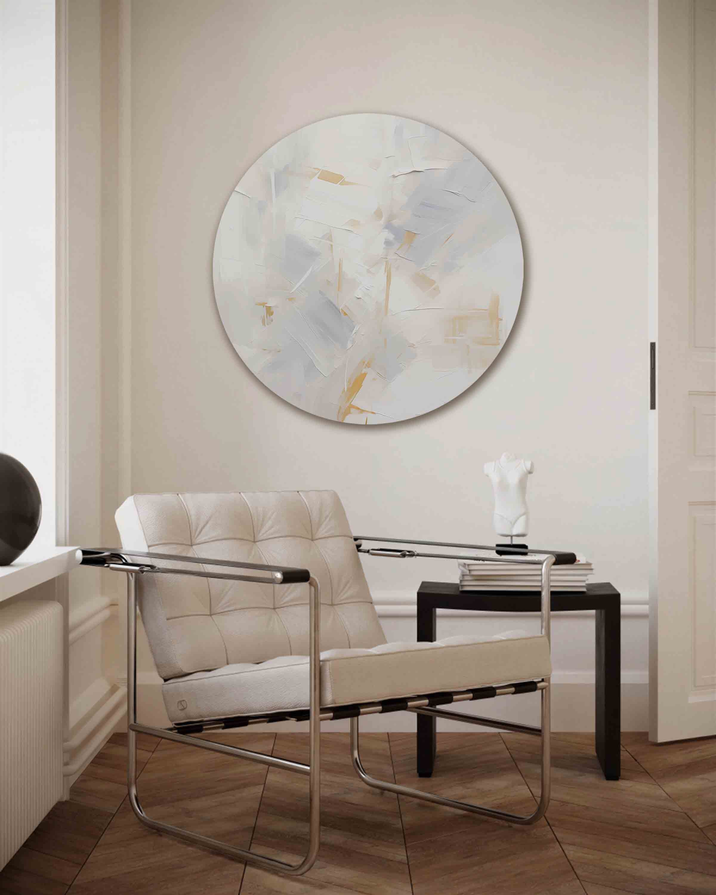 Abstracte beige en witte Muurcirkel