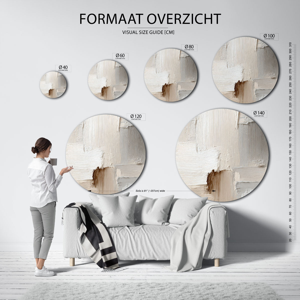 Beige textuur Muurcirkel