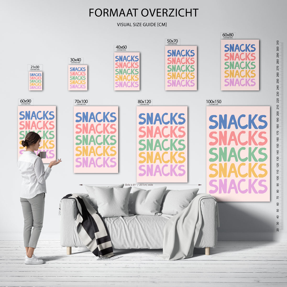 Snacks herhalende tekst Poster
