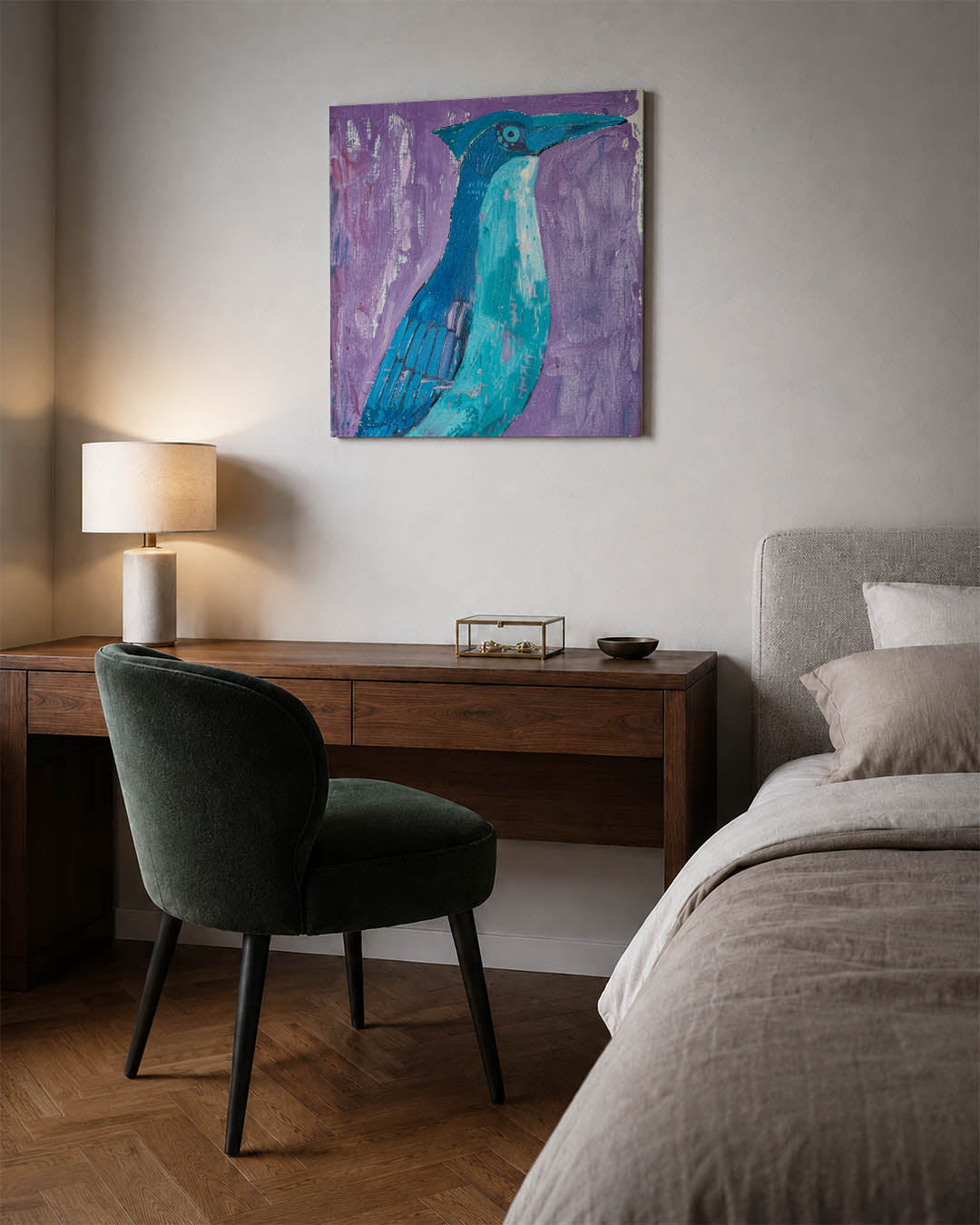 Vogelsilhouet in kleur Kunstwerk