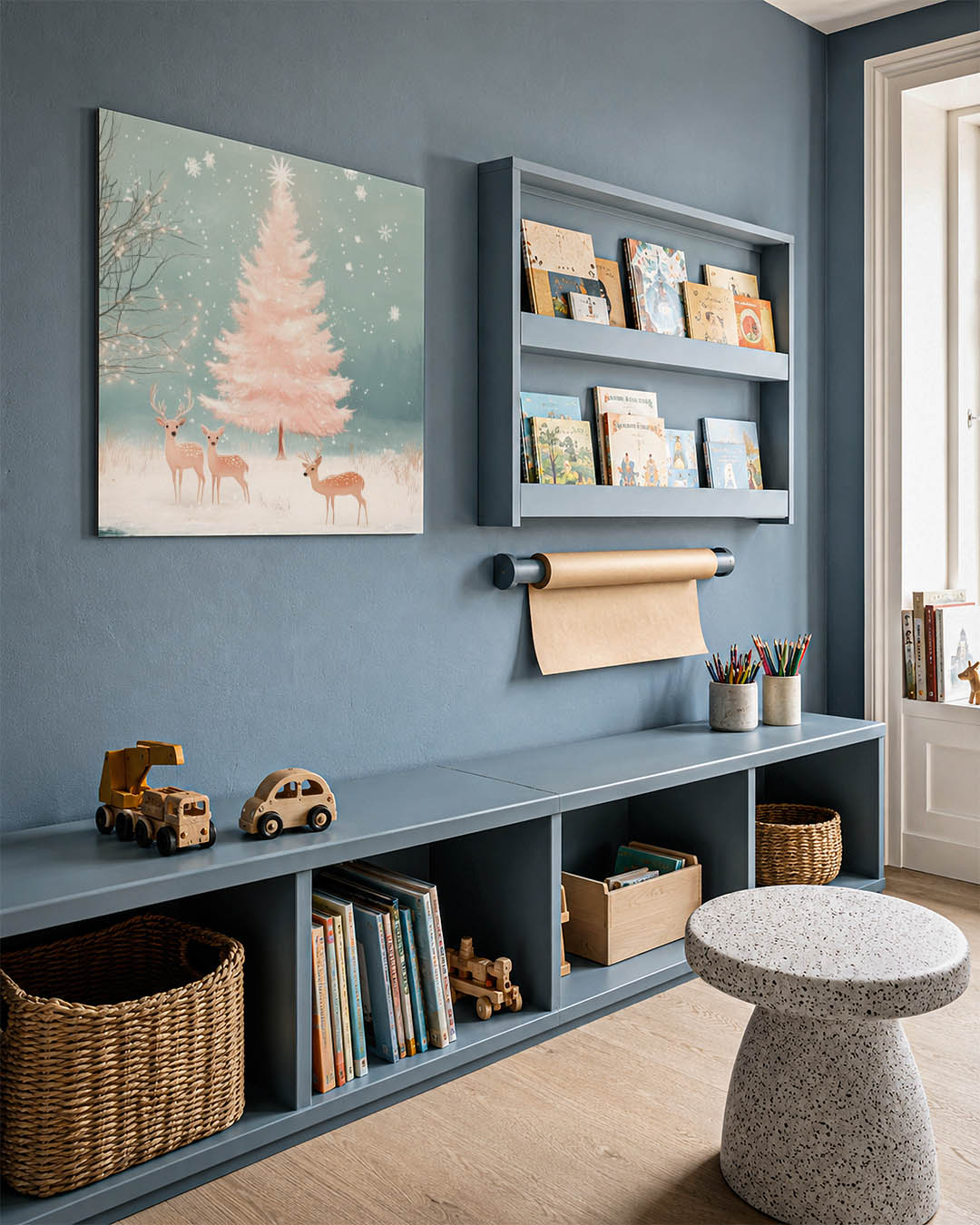 Winterlandschap met herten Kunstwerk
