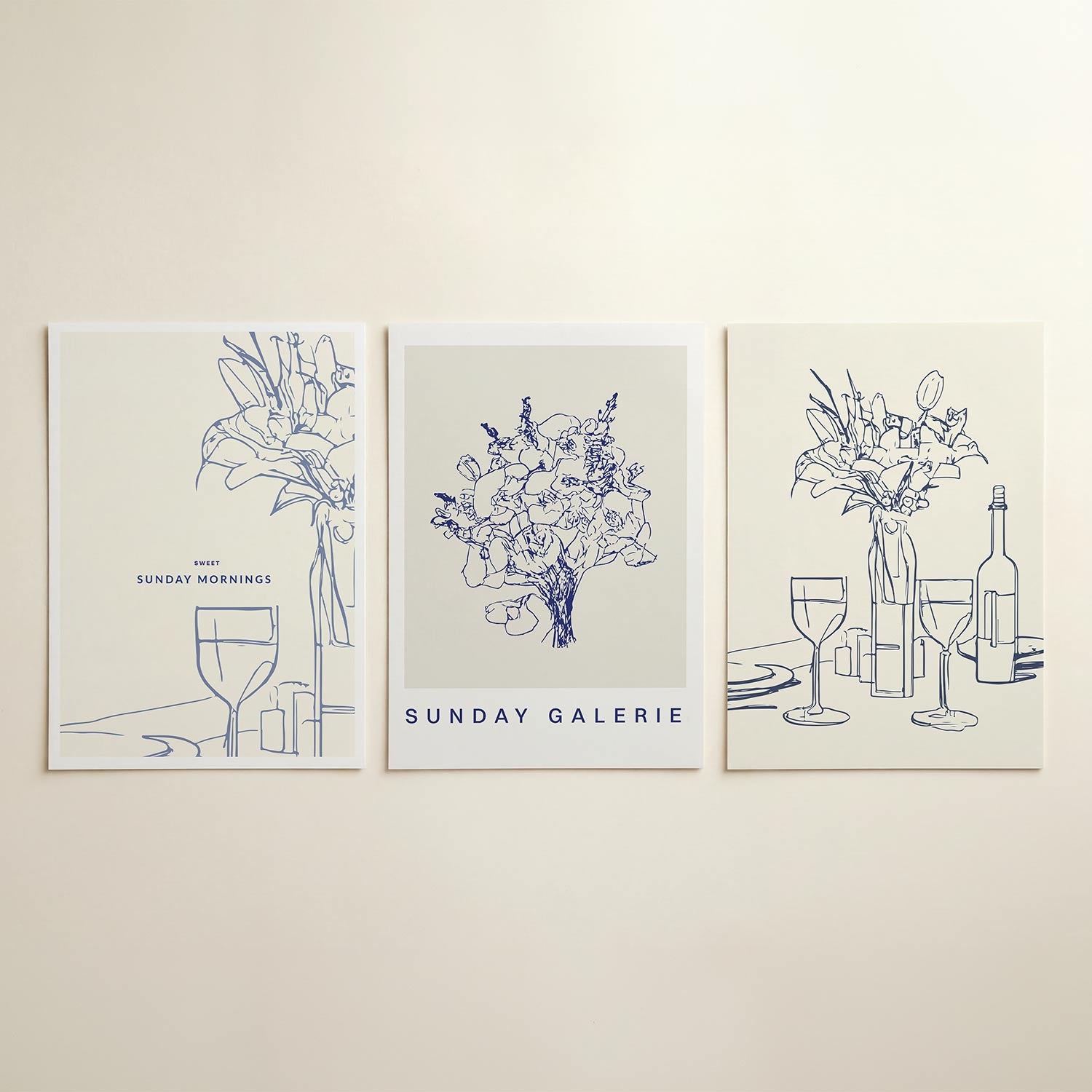 Lijnen en bloemen Posterset
