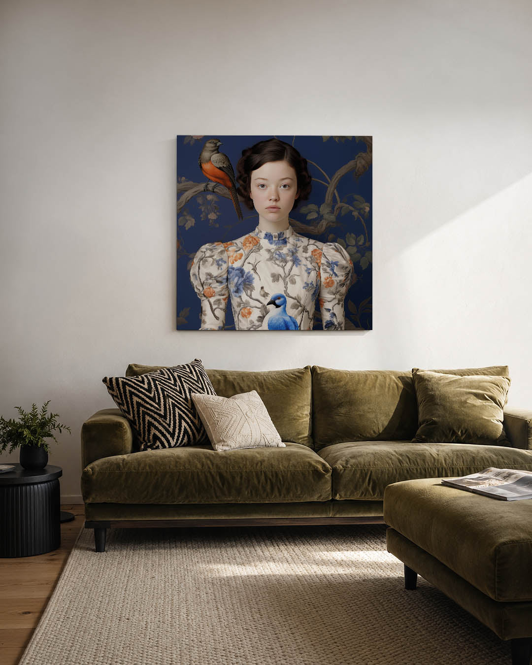 Vogels en bloemen portret Kunstwerk