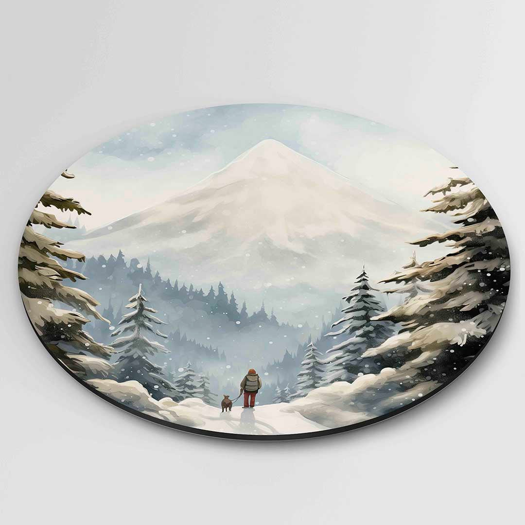 Berglandschap met wandelaar Muurcirkel