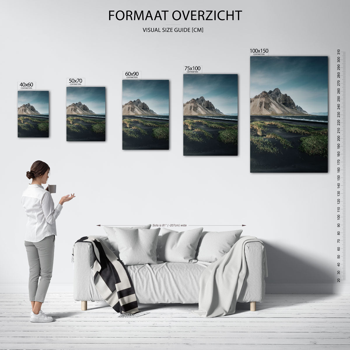 Berglandschap met zwarte zand Kunstwerk