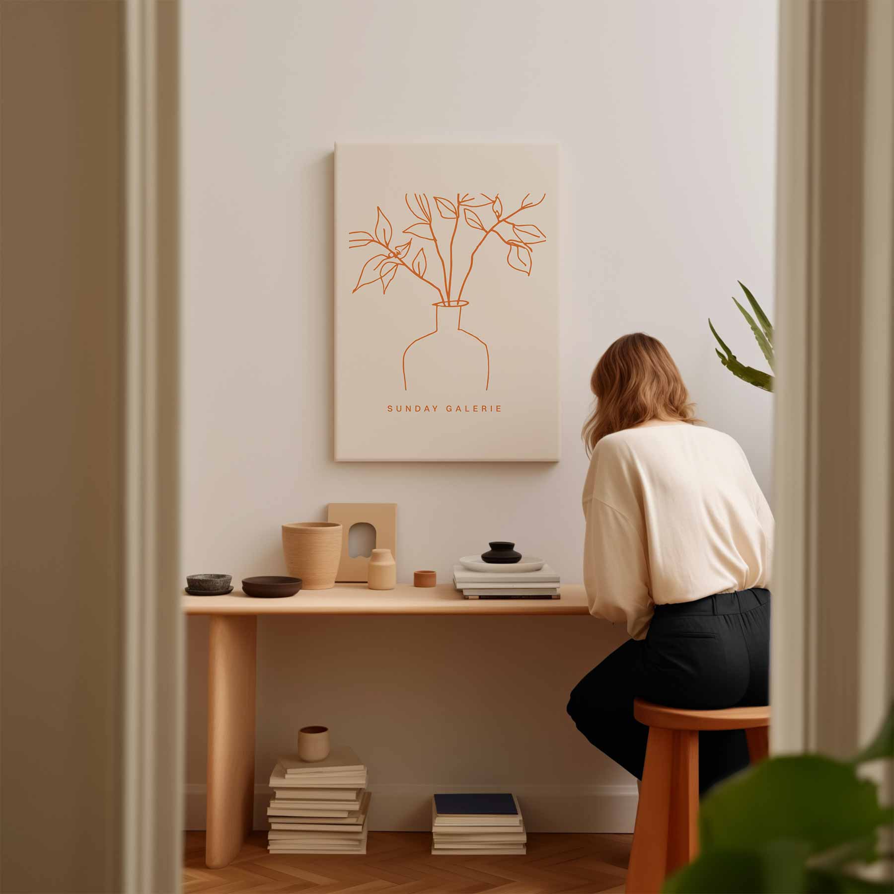 Simpele Vaas Illustratie Kunstwerk-canvas-dibond-plexiglas-wanddecoratie-WallArtistic