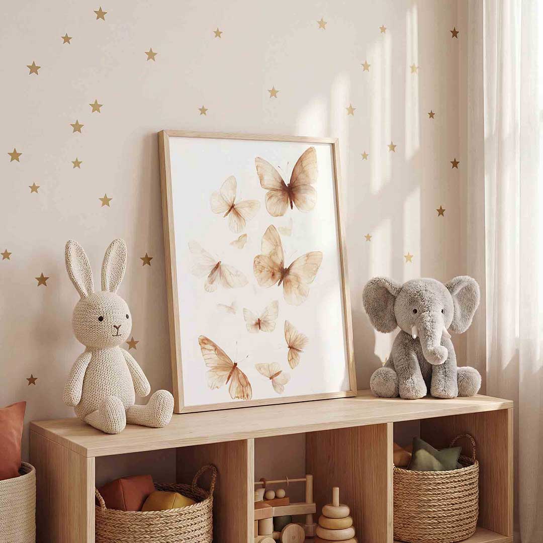 Vlinders in beige Poster