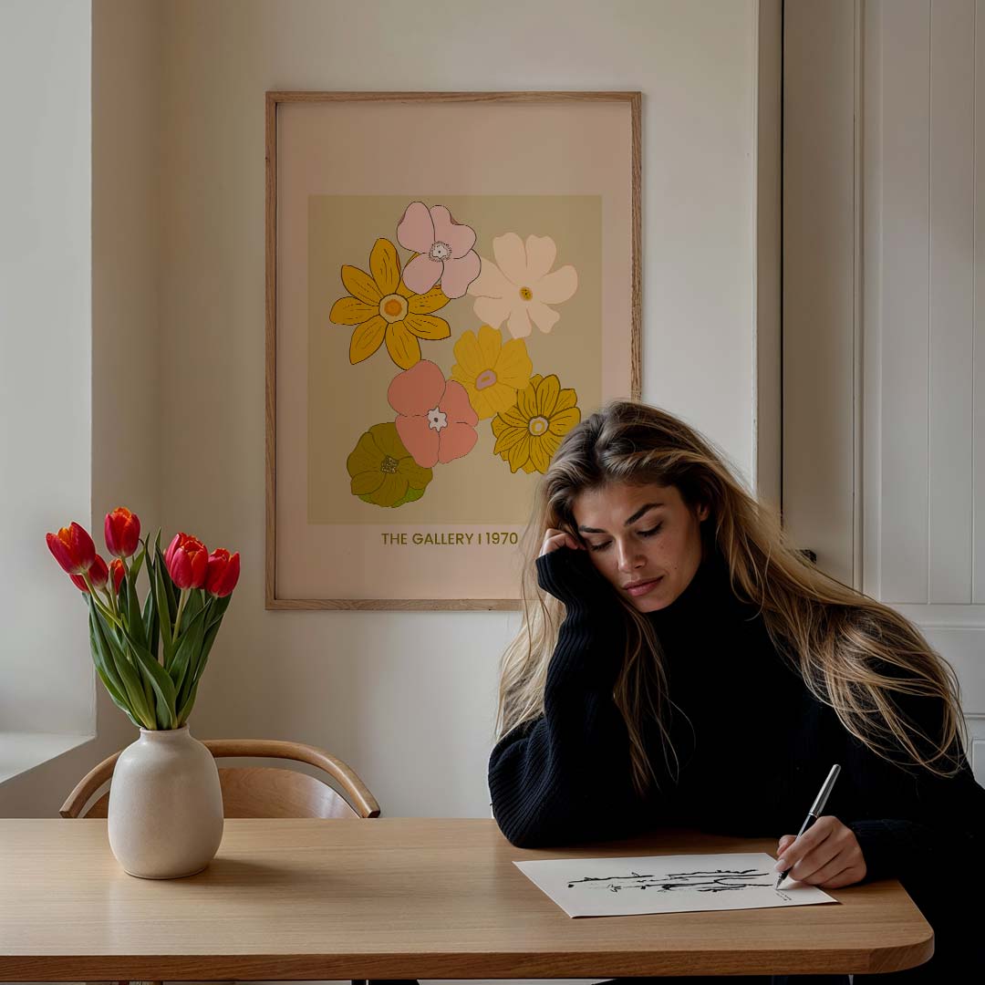 Retro Bloemenpracht Poster-WallArtistic