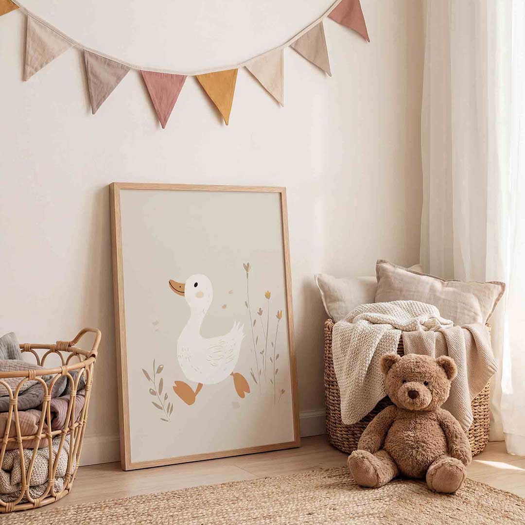 Eend met bloemen Poster