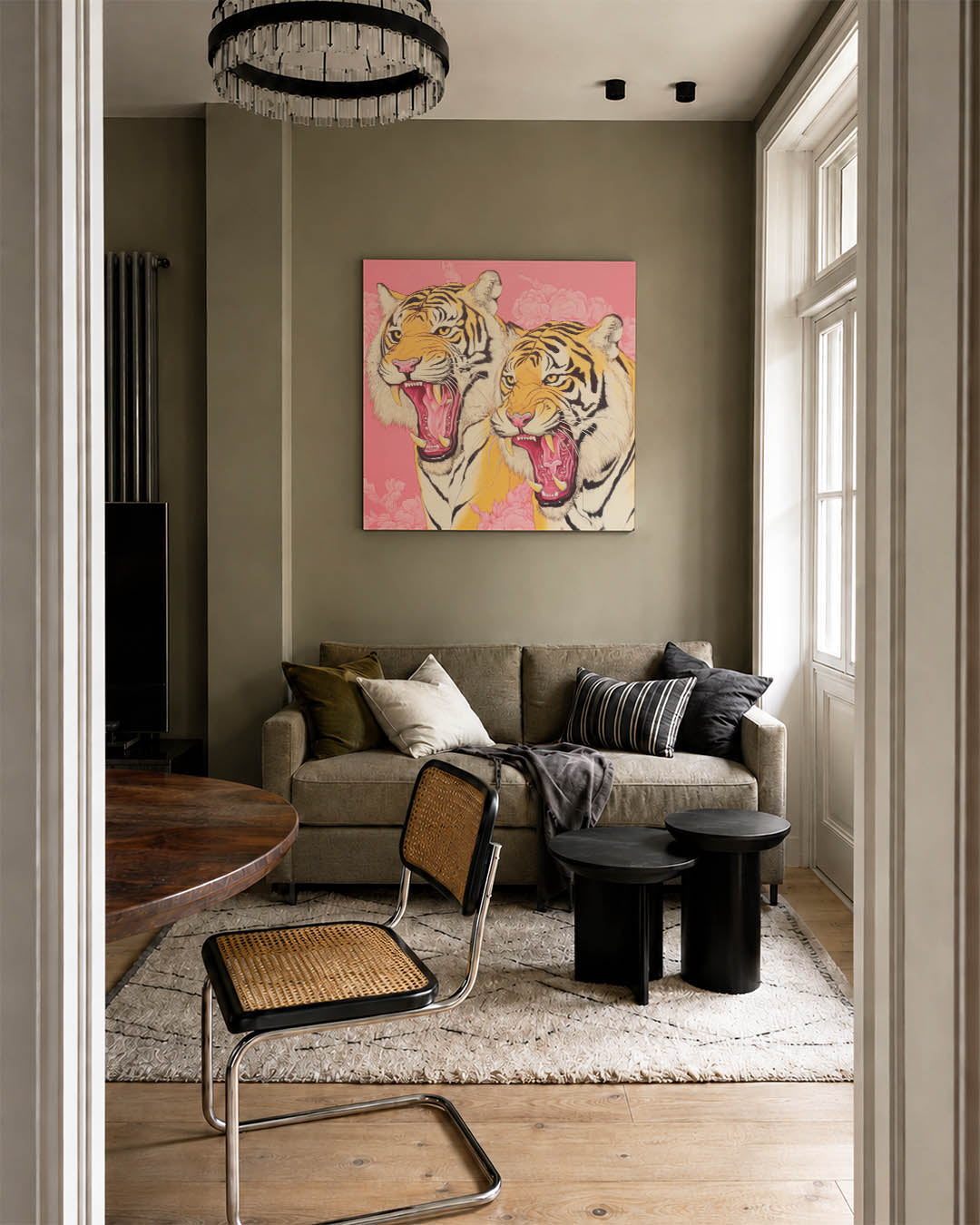 Twee brullende tijgers Kunstwerk