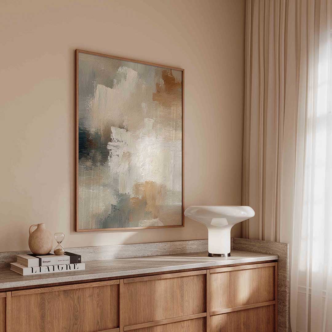 Abstracte beige en grijze Poster