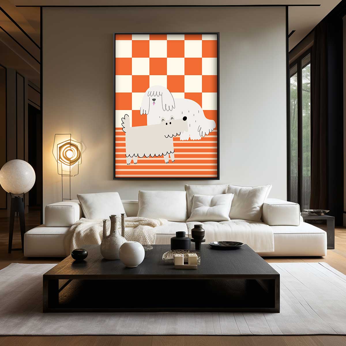 Gezellige Honden Serenade Kunstwerk-canvas-dibond-plexiglas-wanddecoratie-WallArtistic