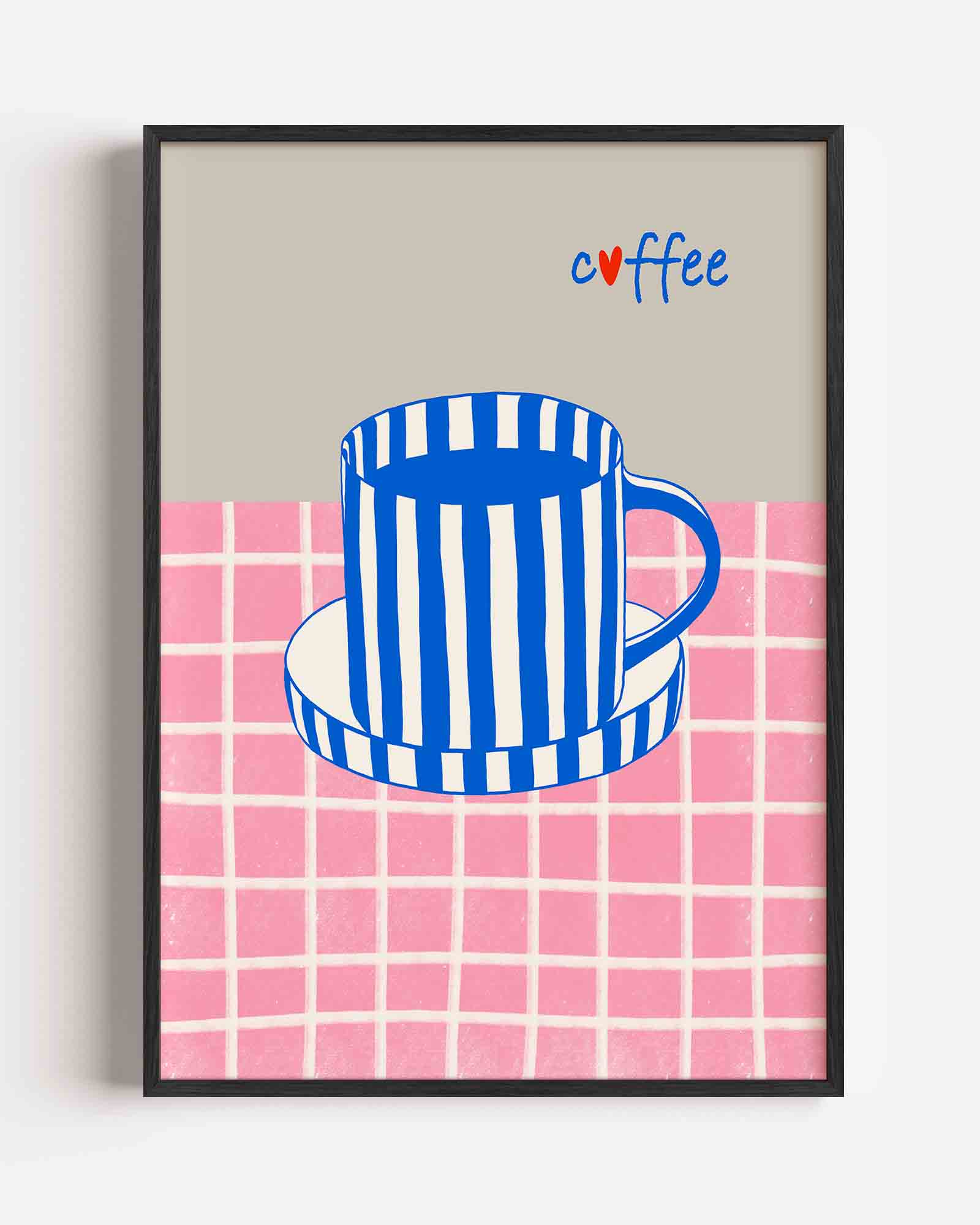 Gestreepte koffiekop Poster