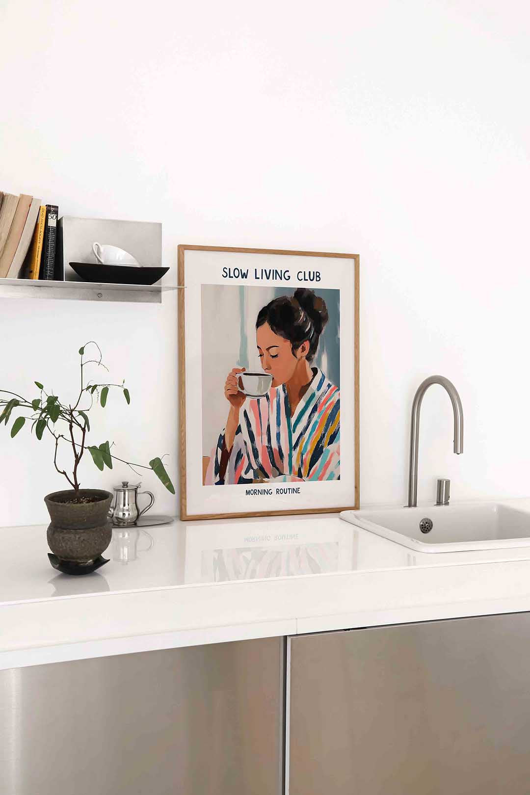 Vrouw met kopje Poster