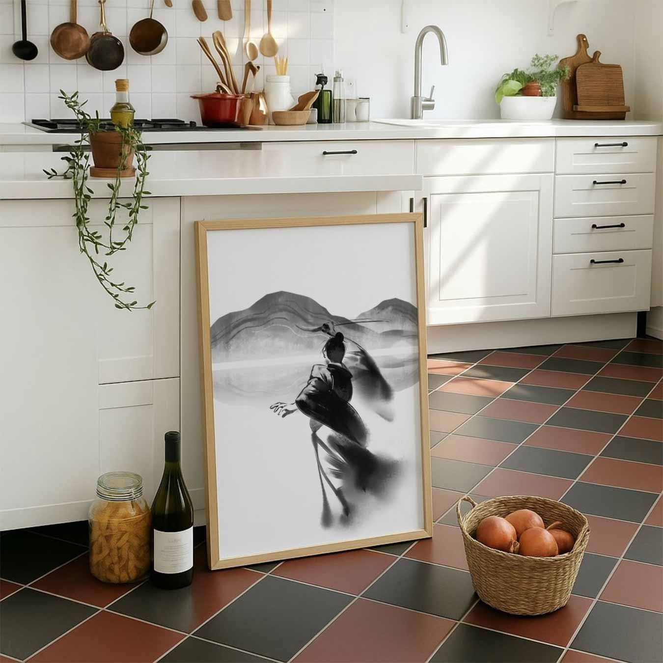 Dansende Schaduwfiguur Poster-WallArtistic