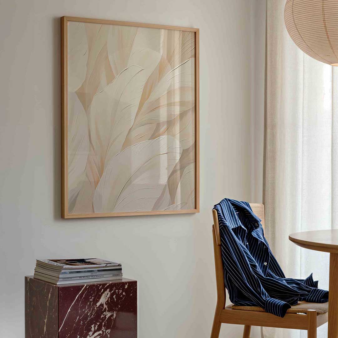 Beige bladeren Poster