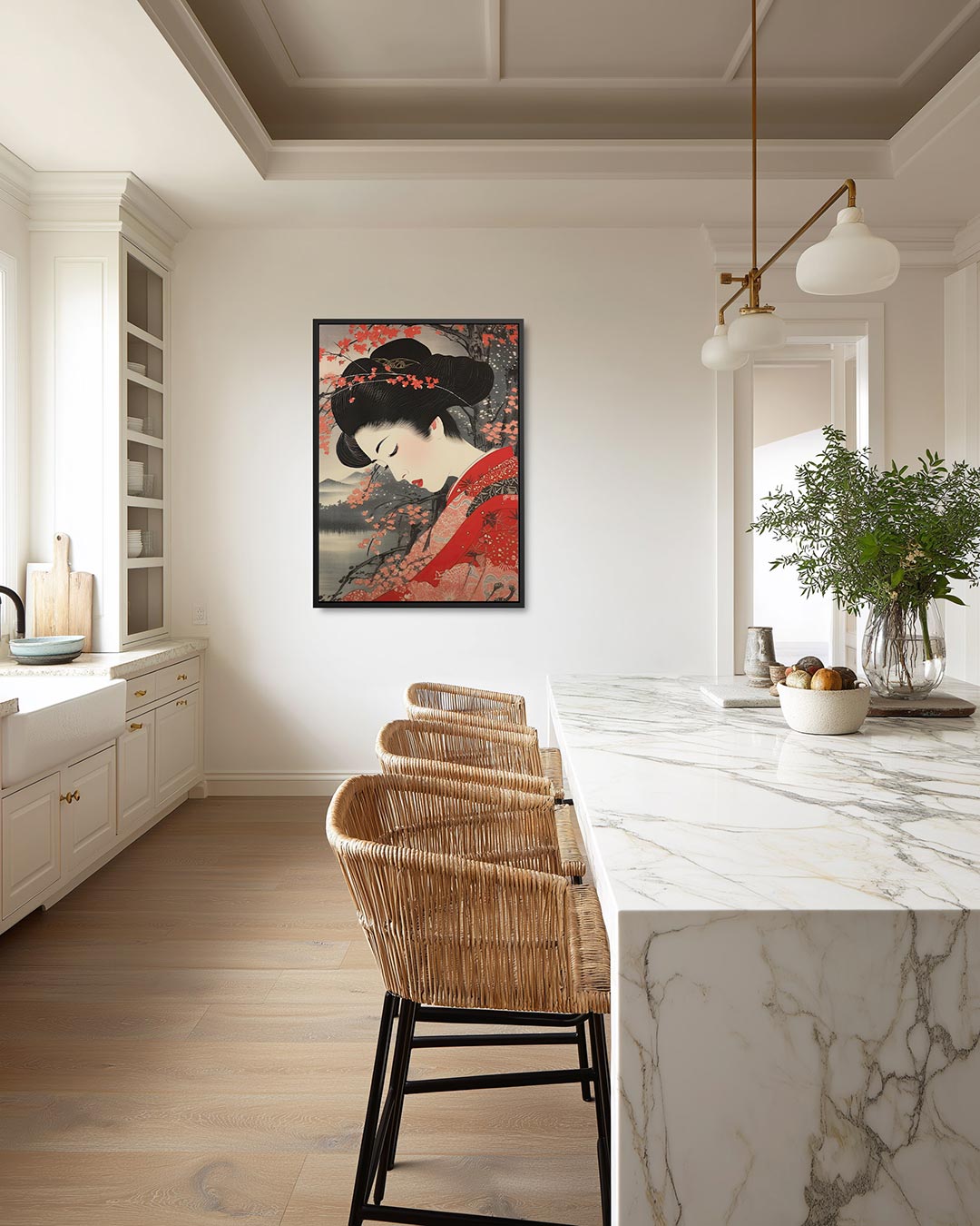 Vrouw met bloesem Kunstwerk