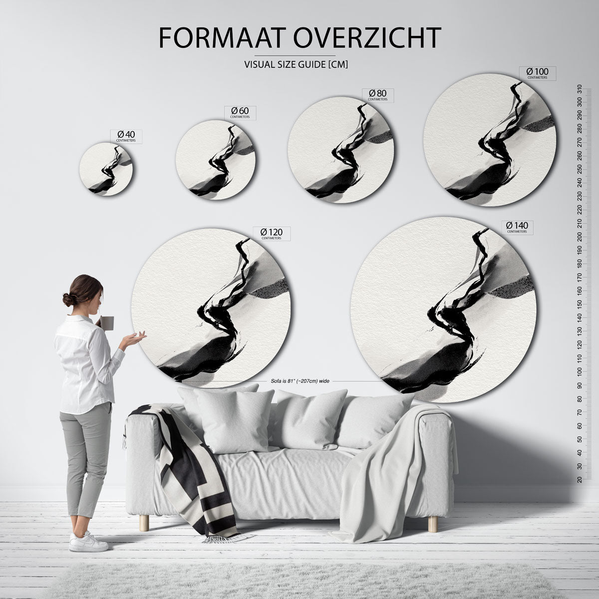 Abstracte lijnen Muurcirkel