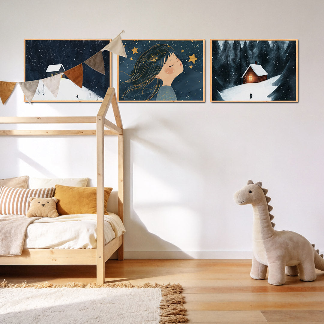 Winterse nachtscène Posterset