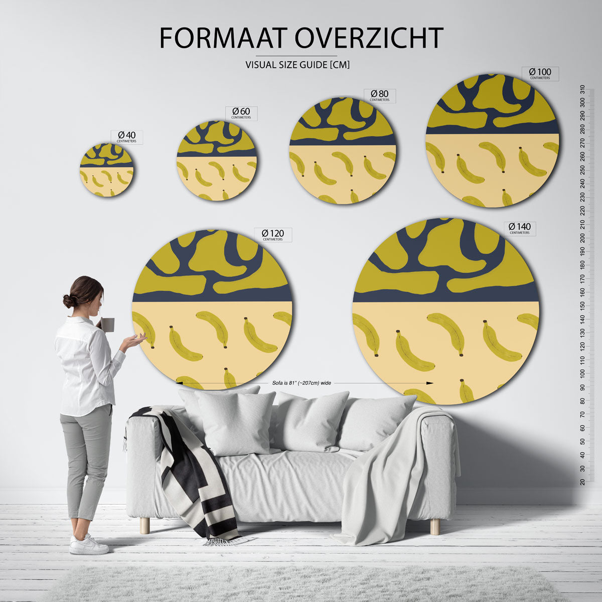 Bananen en vormen Muurcirkel