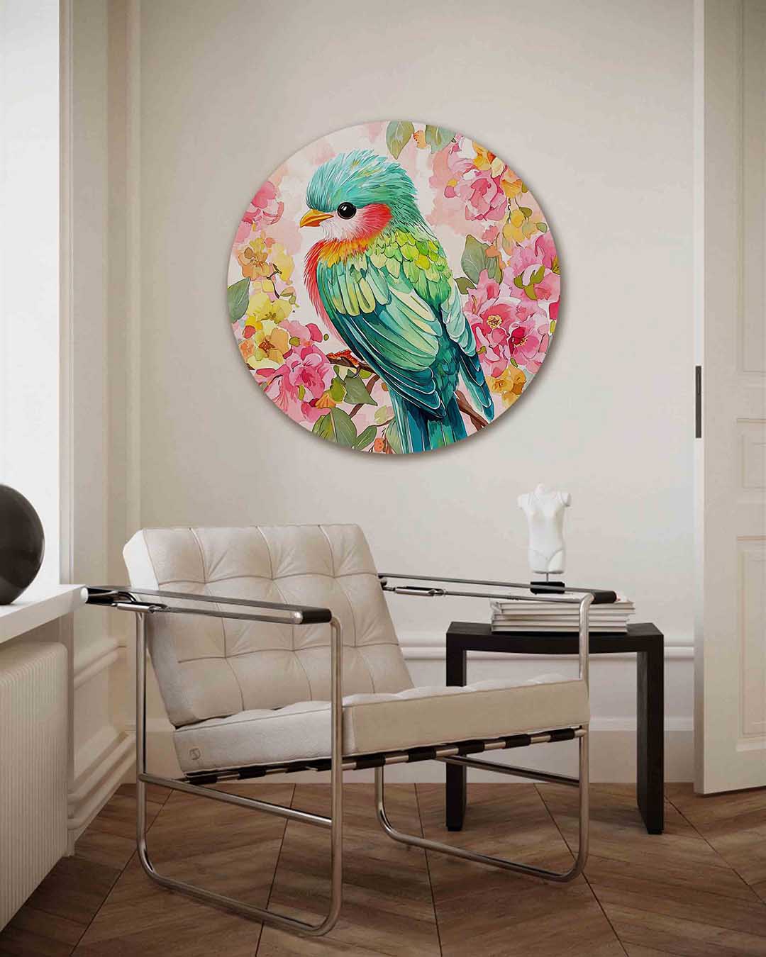 Vogel en bloemen Muurcirkel