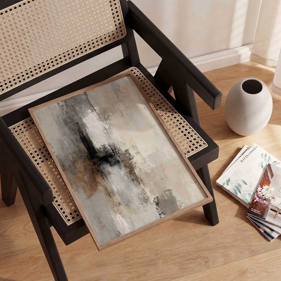 Abstracte beige en grijze Poster