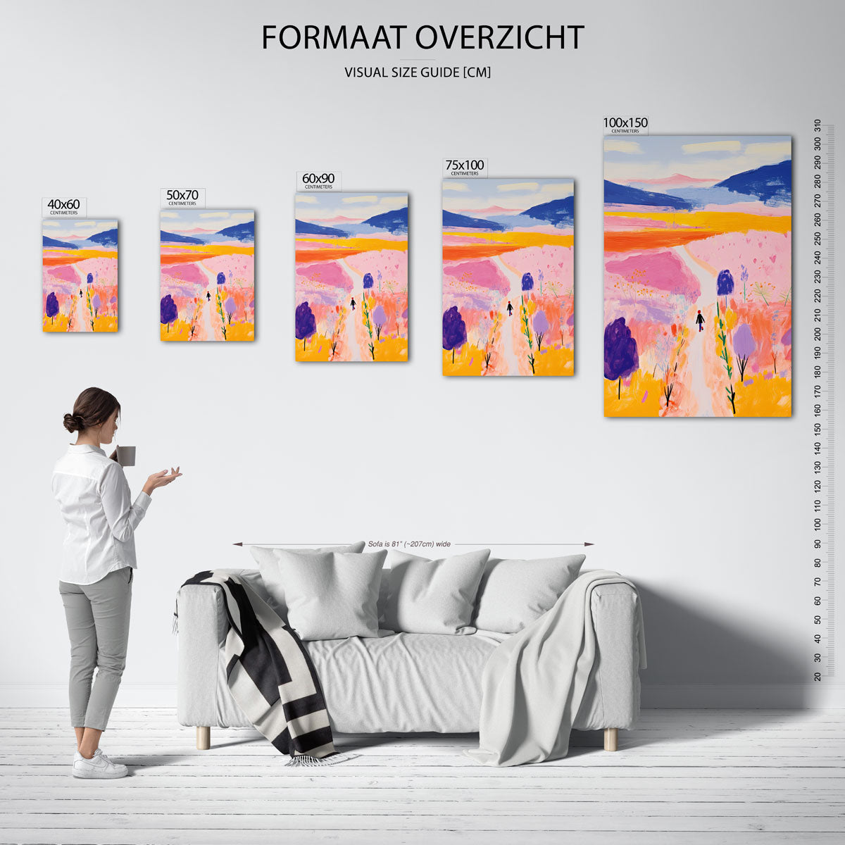 Kleurrijk landschap Kunstwerk