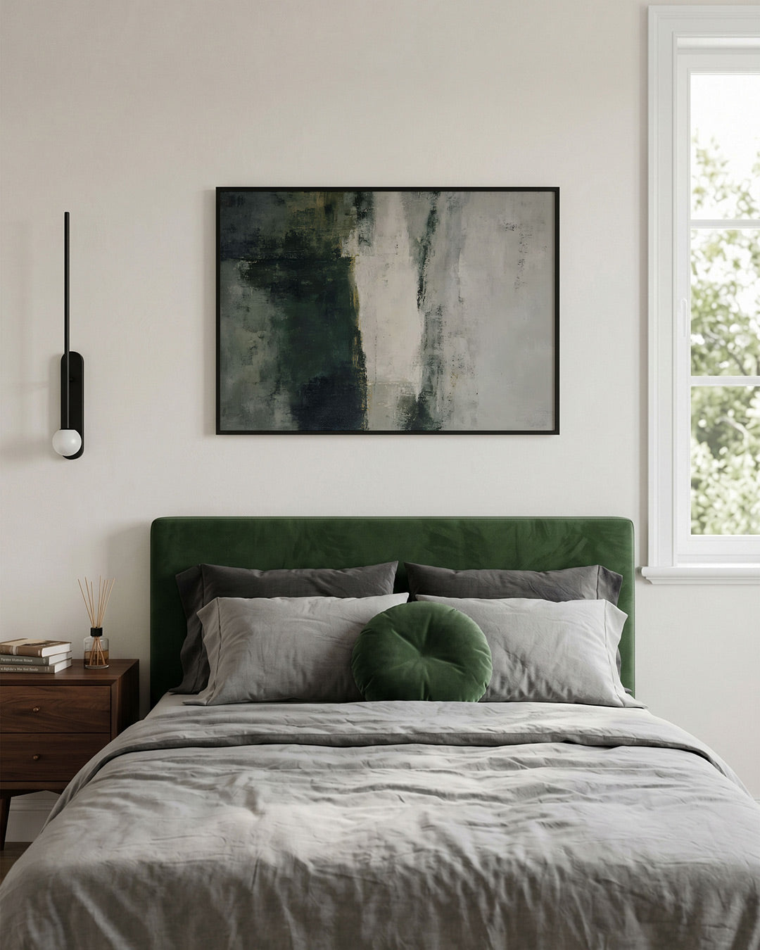 Abstracte groene en witte Poster