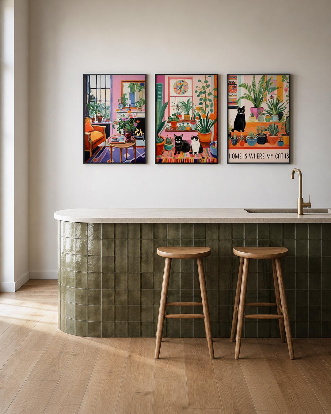 Kleurrijke interieurhoek Posterset