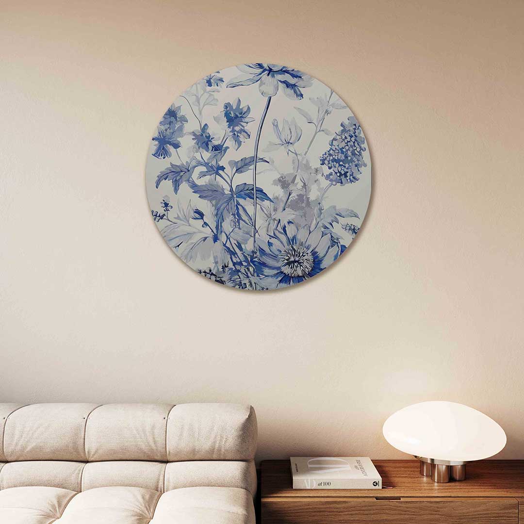 Blauwe bloemen Muurcirkel