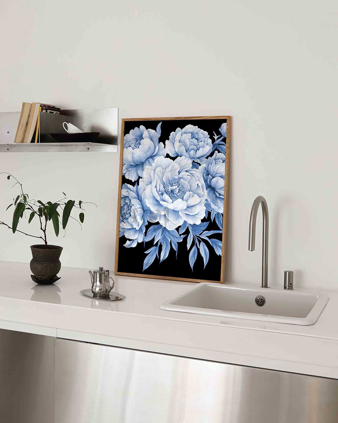 Blauwe bloemen Poster