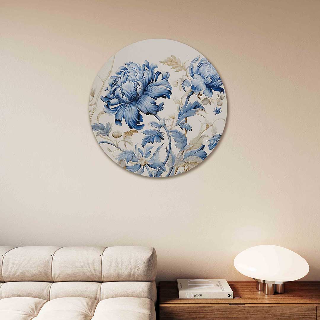 Blauwe bloemen Muurcirkel