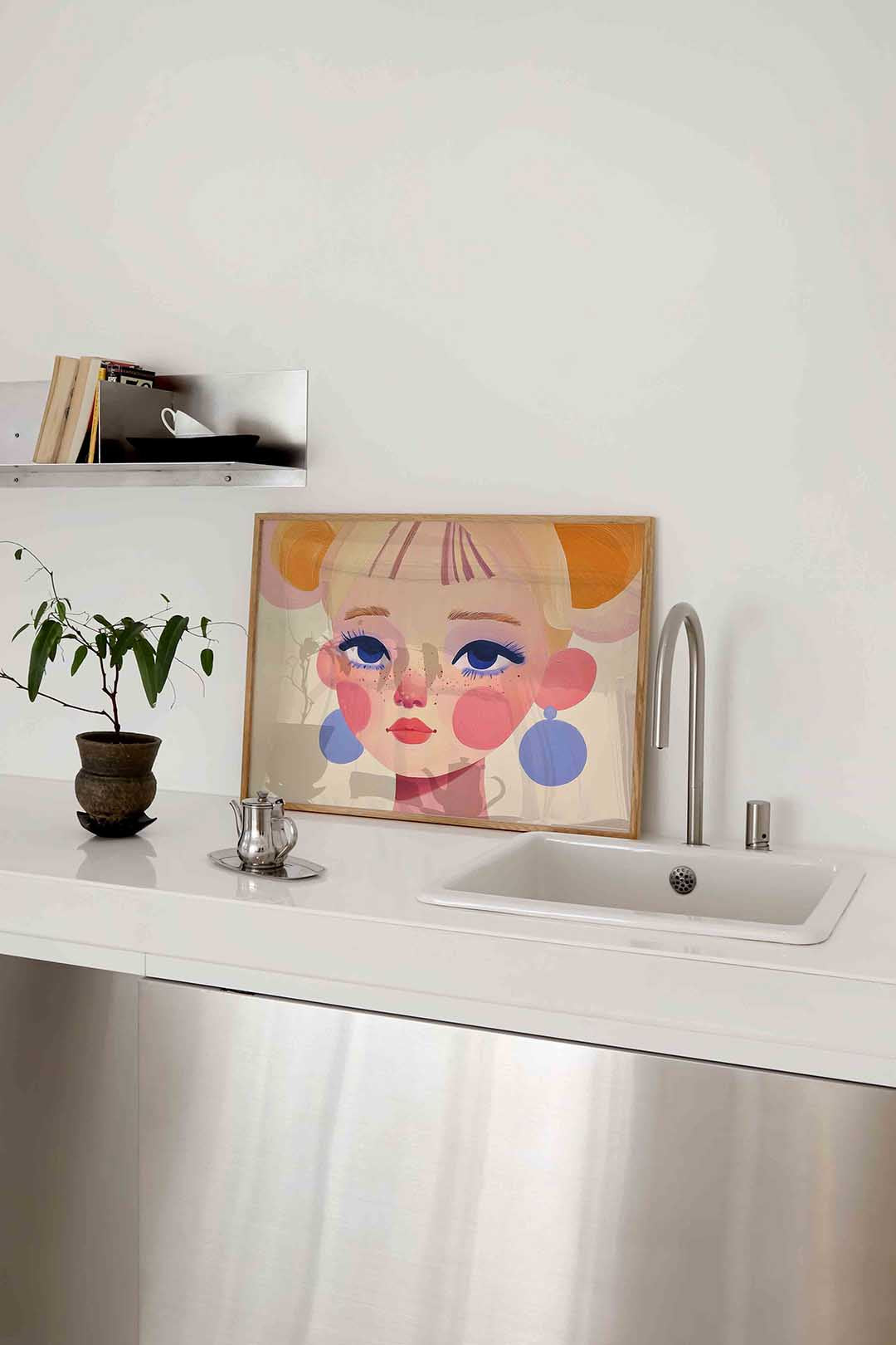 Portret met roze wangen Poster