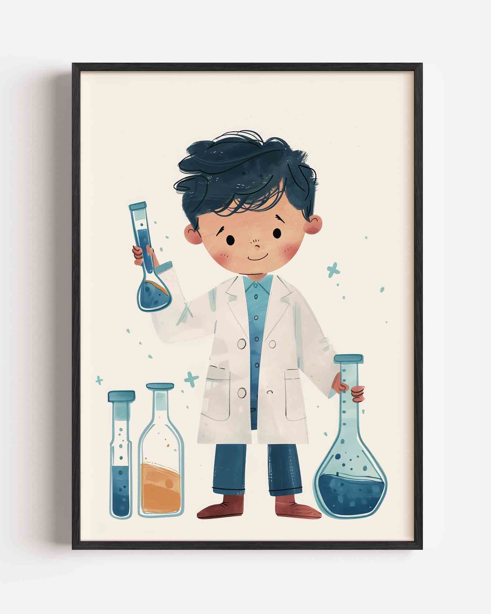 Jongetje met reageerbuis Poster