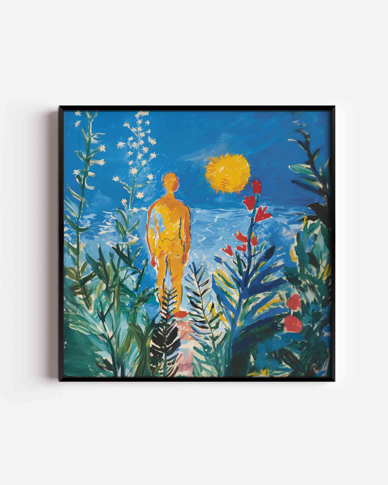 Figuur in kleurrijke natuur Poster