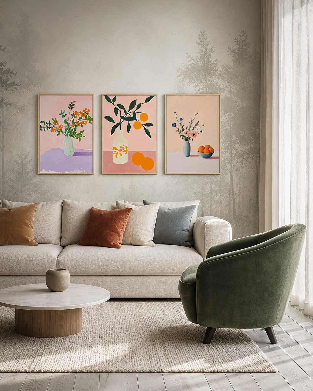 Bloemrijke kleurvlakken Posterset