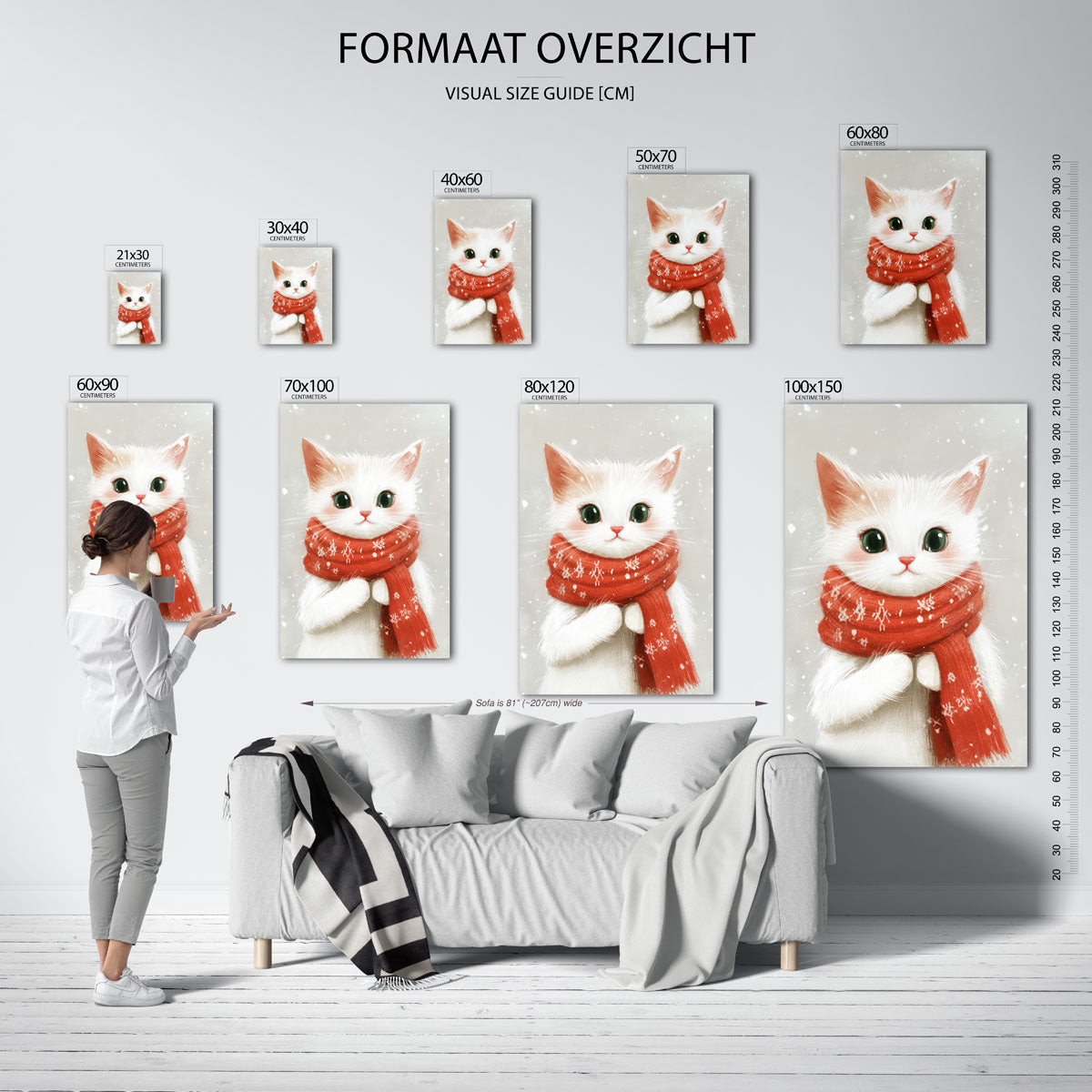 Kat met rode sjaal Poster