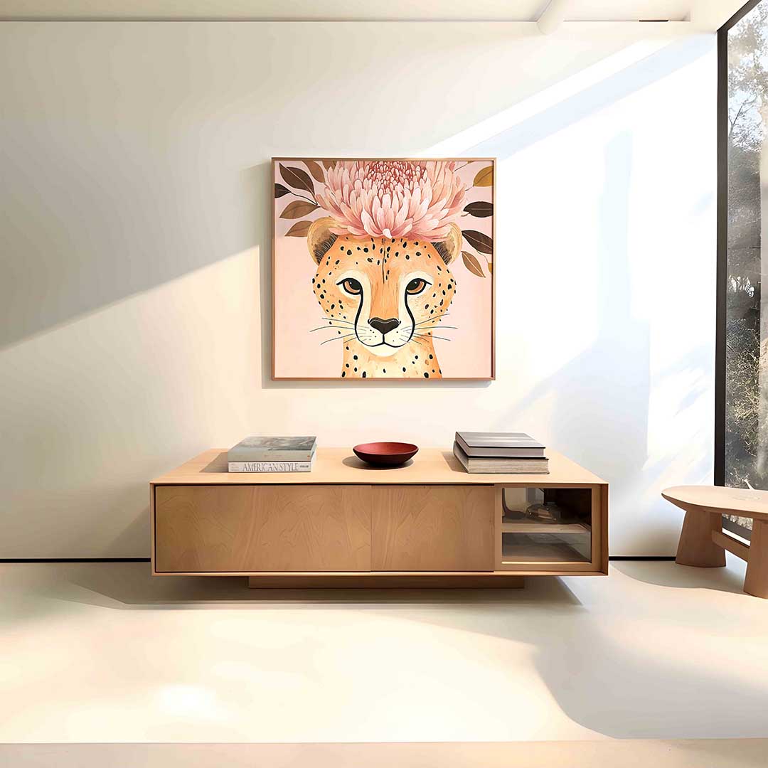 Luipaard met bloemen Poster