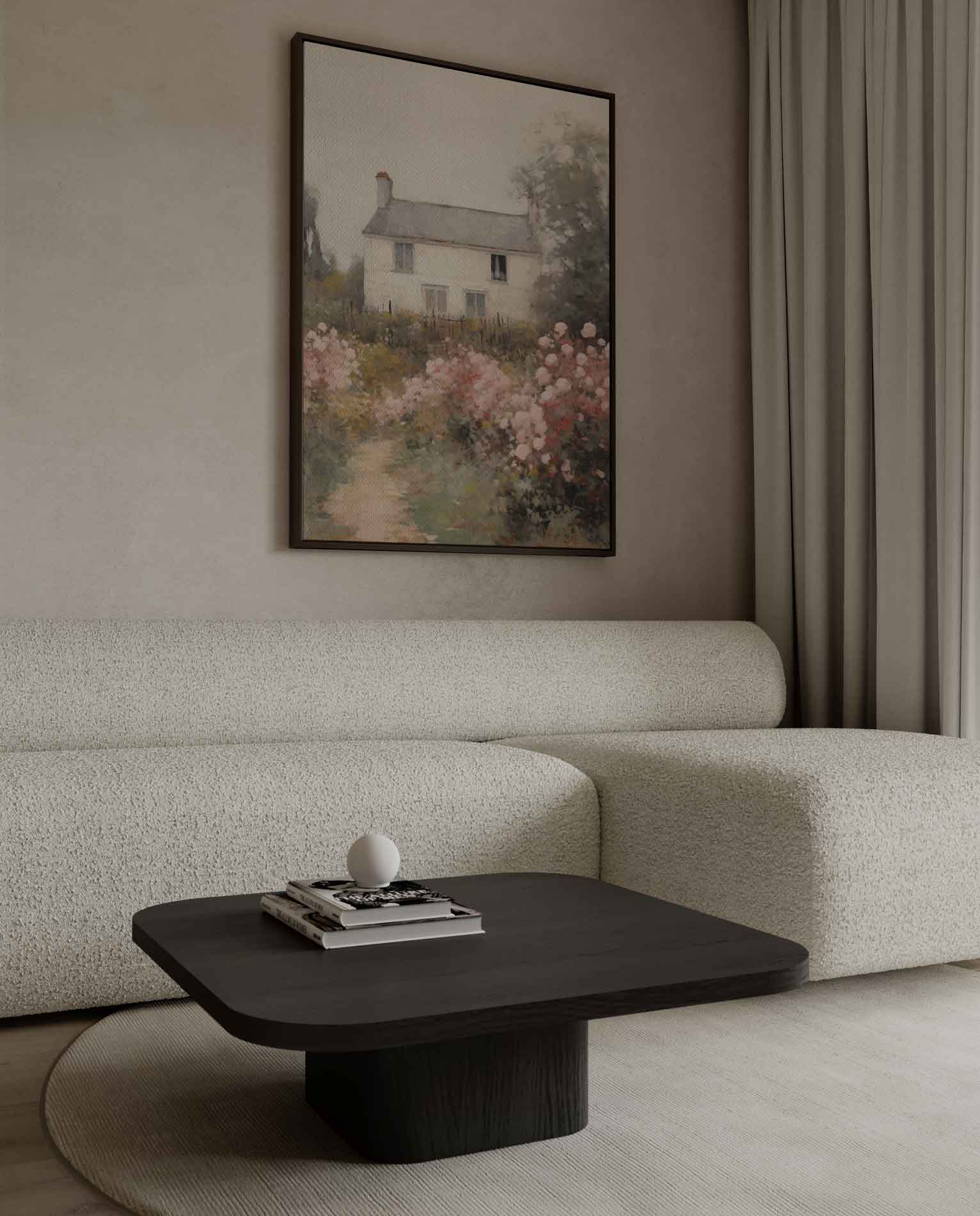 Romantisch Landhuis met Rozentuin Kunstwerk-canvas-dibond-plexiglas-wanddecoratie-WallArtistic