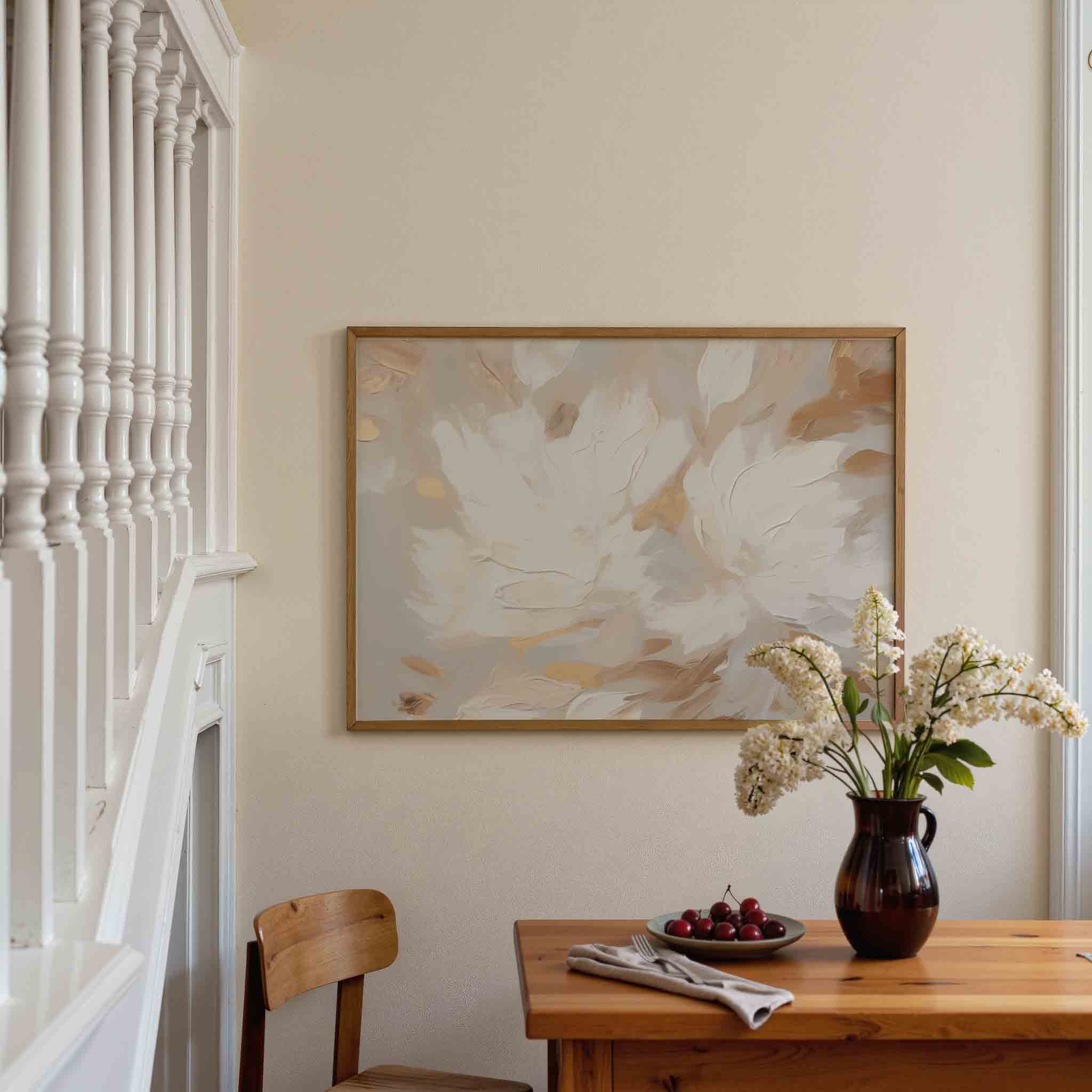 Abstracte beige en witte Poster