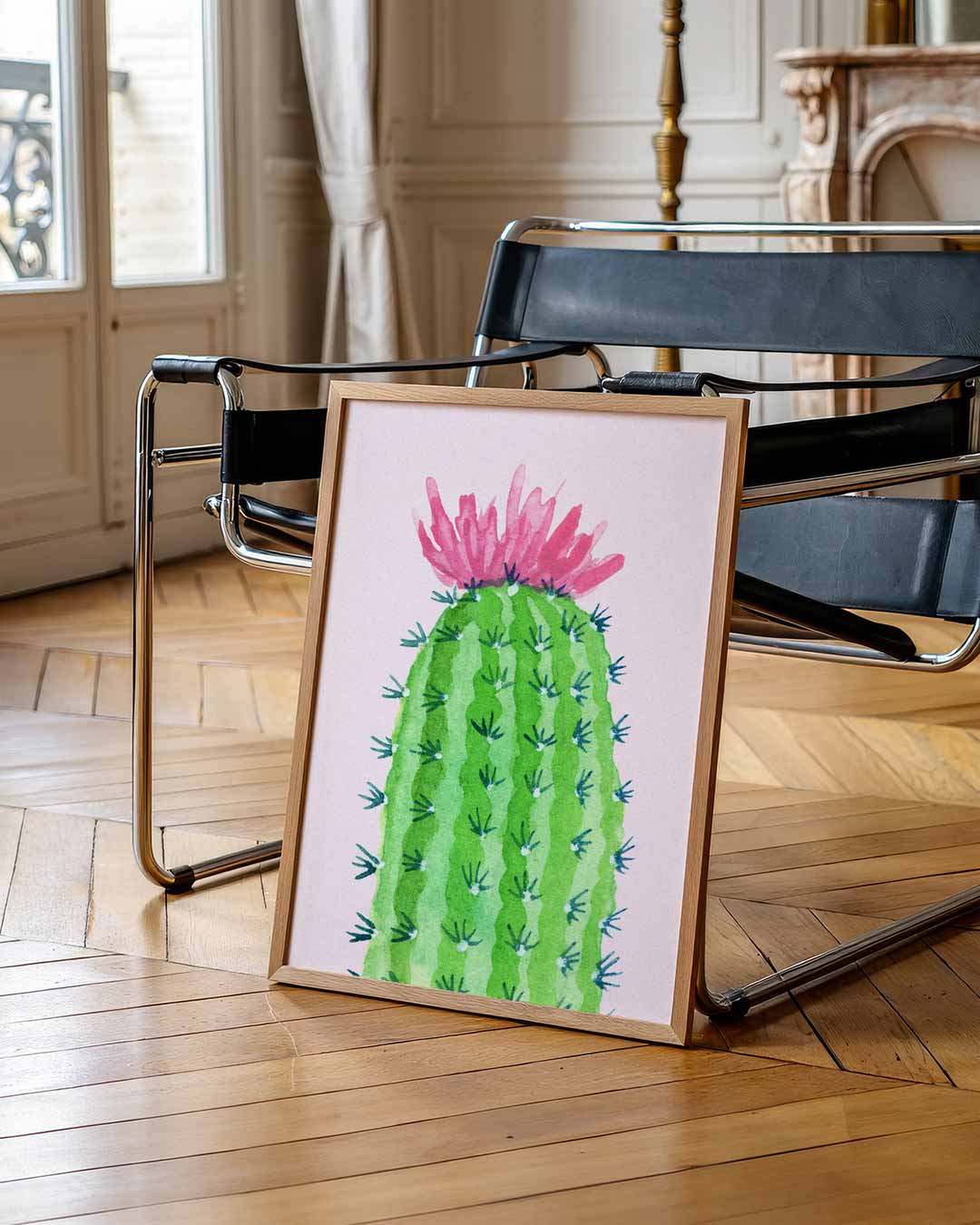 Cactus met Bloem Poster-WallArtistic